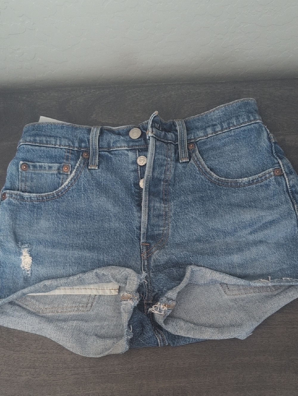 Levi's Blue Denim High-Waist Jean Shorts
